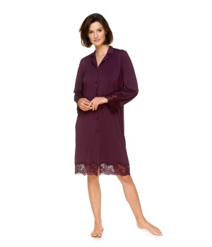 Camisón largo violeta de micromodal vista frontal